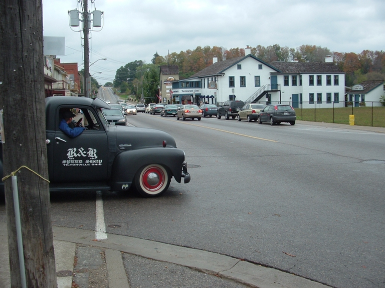 An old Pickup pulling out in St. Jacobs