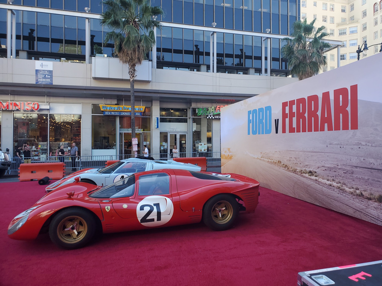 a promotion for Ford vs Ferrari with old-school cars