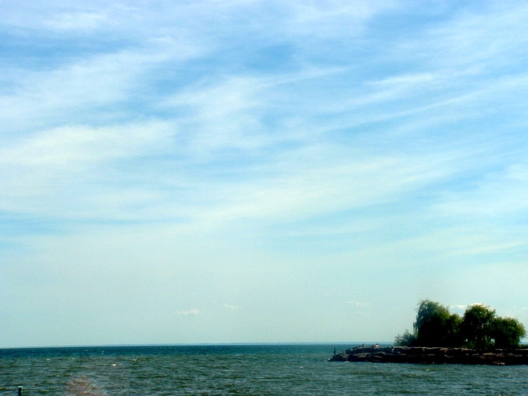 Looking out over the water at the Lakeshore in Toronto.