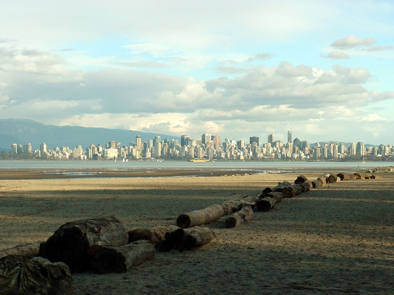 Looking back at Downtown Vancouver from the Spanish Banks