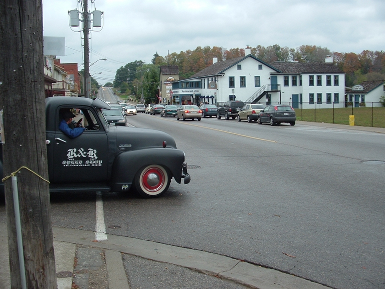 An old Pickup pulling out in St. Jacobs