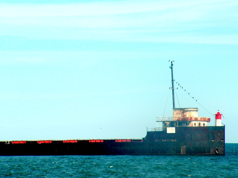 A beached tanker at the lakeshore in Toronto